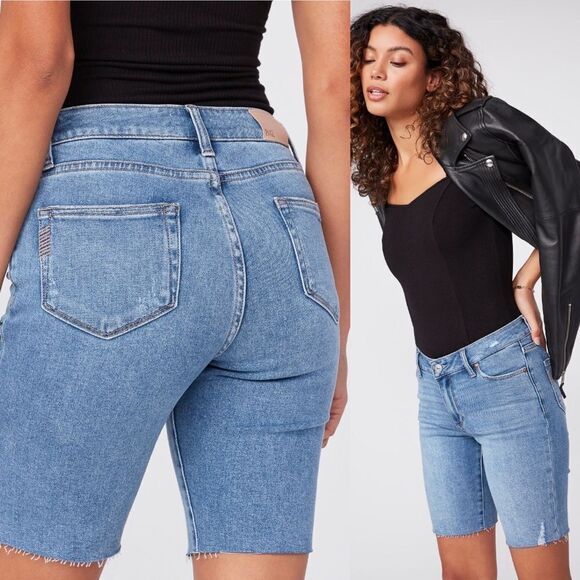 Paige Jax Cut Off Denim Jean Short - Martina Distressed 26 - Picture 2 of 8
